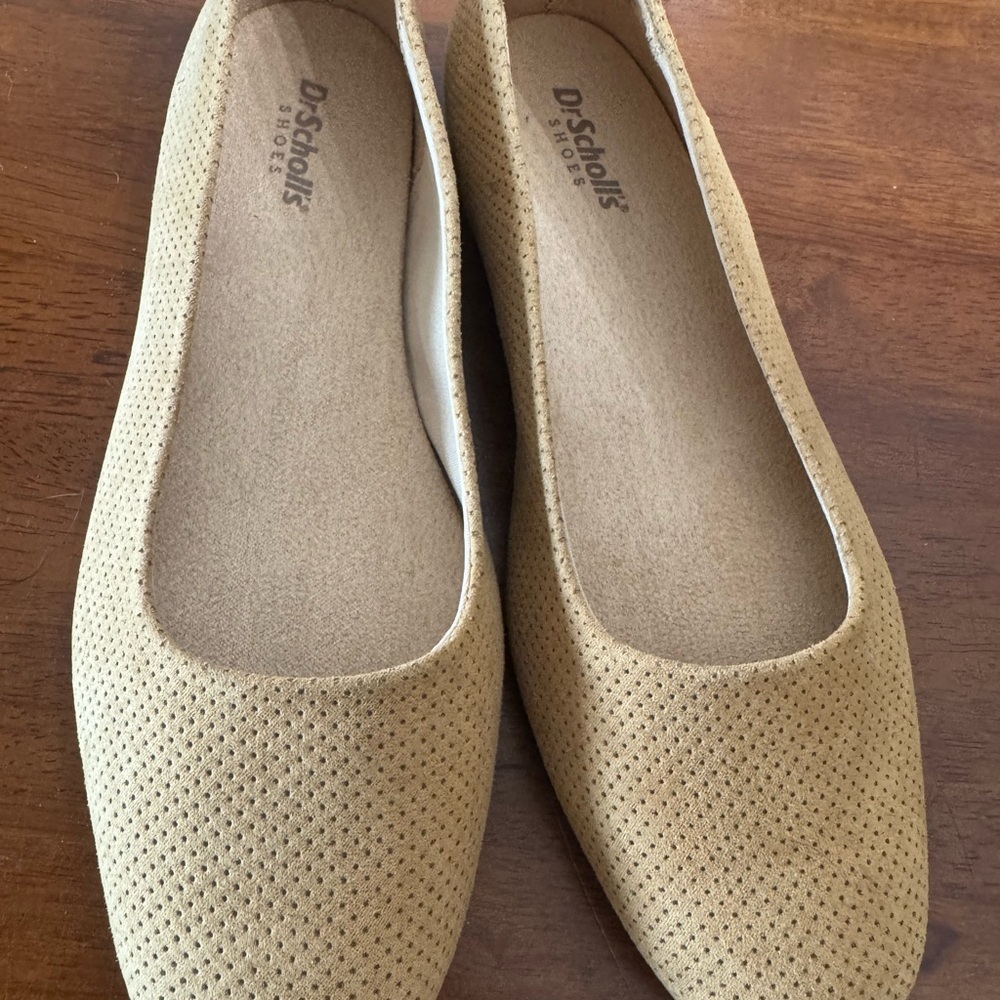 Dr. Scholl's Beige Perforated Flats
